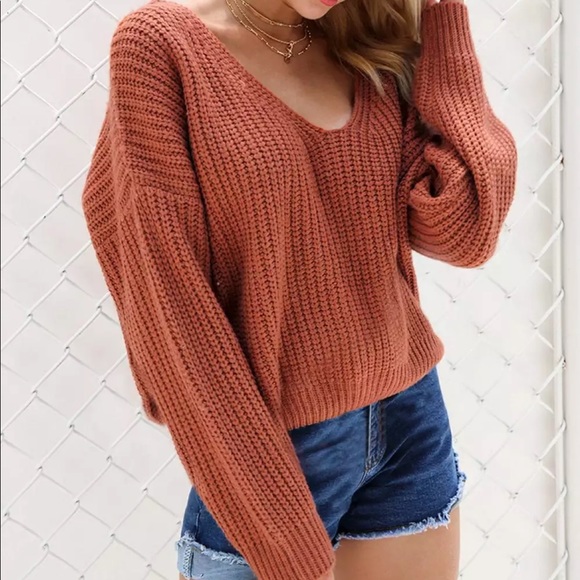 New! Chunky knit sweater -lace up back! 💕 - Picture 4 of 7
